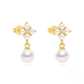 925 Sterling Silver Fashionable Petal Zircon And Pearl Earrings Korean Style Minimalist Studs