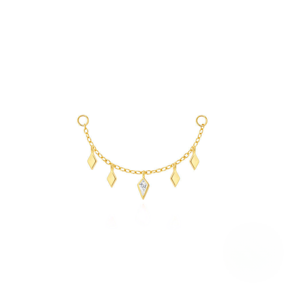 S925 Sterling Silver Long Chain Tassel Earrings With Crystal Accents