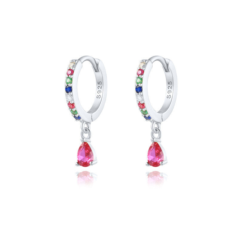 Brass Luxury High-end Crystal-embellished Colored Teardrop Ear Cuffs