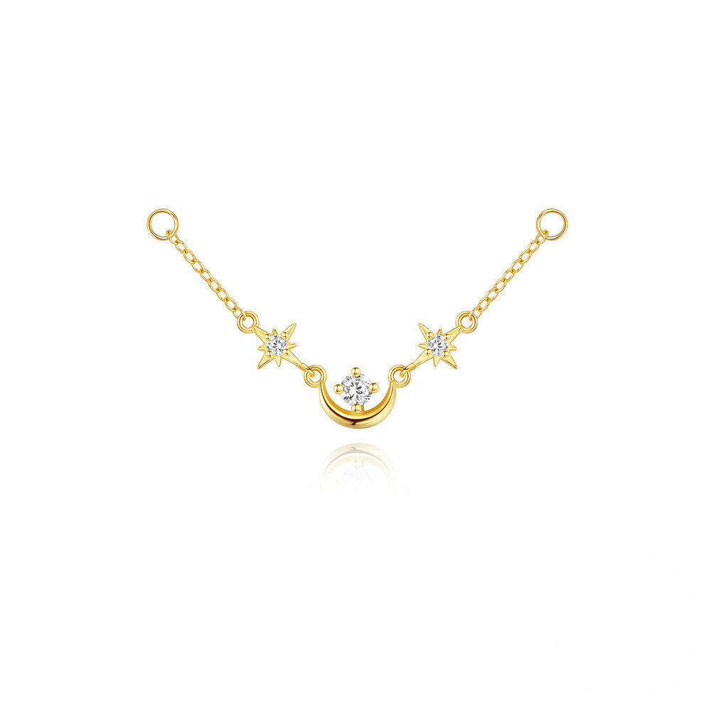 925 Sterling Silver Eight-pointed Star Crescent Teardrop Chain Accessory With Inlaid Zircons A Popular European And American Elegant Style