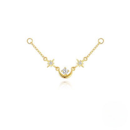 925 Sterling Silver Eight-pointed Star Crescent Teardrop Chain Accessory With Inlaid Zircons A Popular European And American Elegant Style