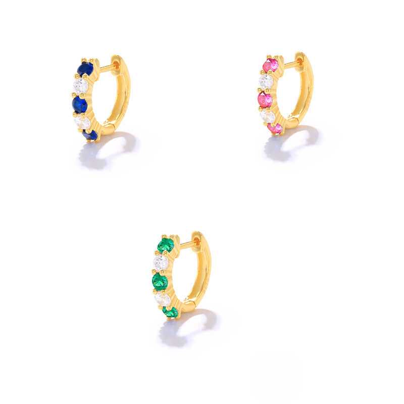 K925 Silver Gold-plated Round Zircon-studded Ear Cuffs Trendy And Luxurious Earrings