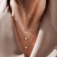 S925 Sterling Silver Double Layered Stackable Classic Single Zircon Pendant Necklace