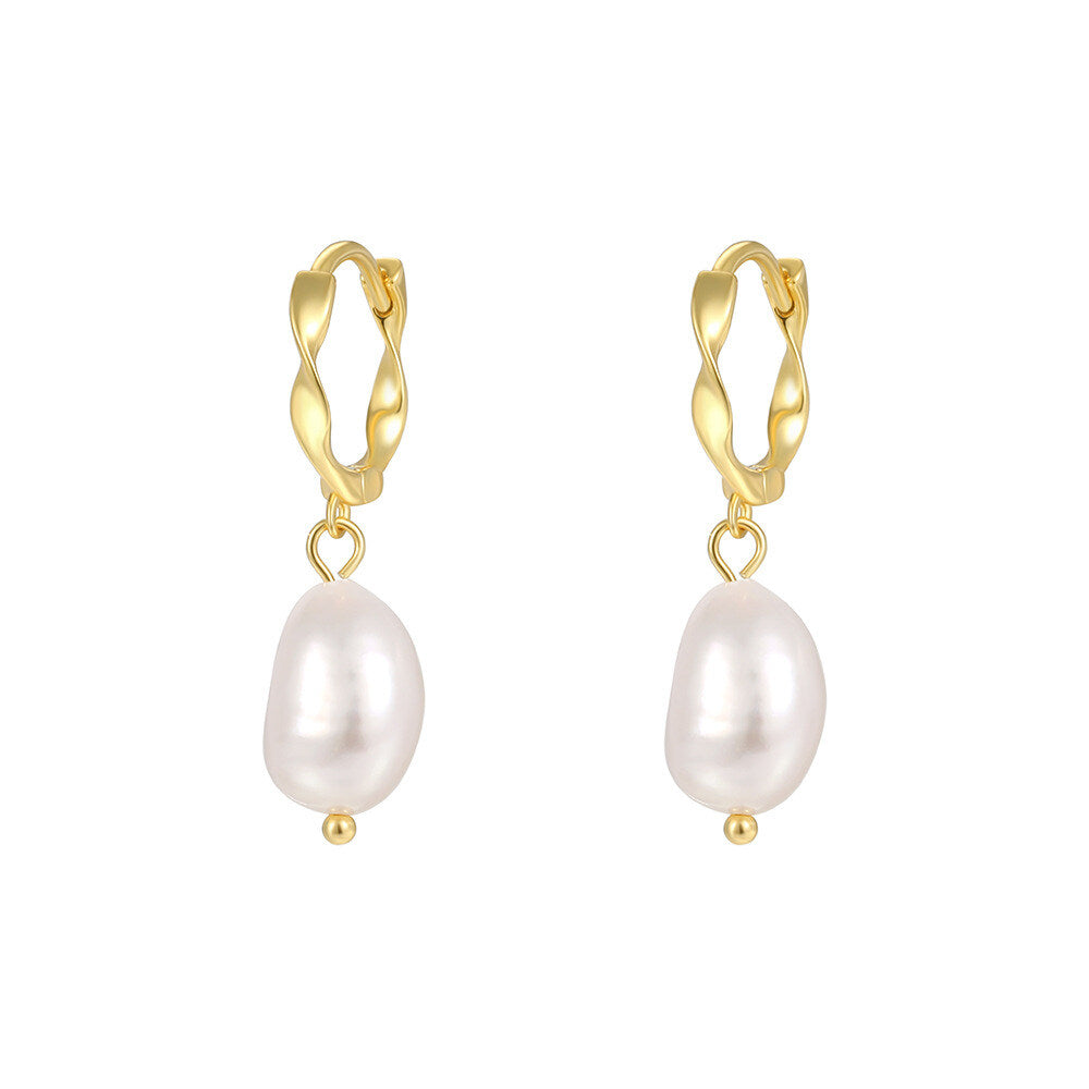 925 Sterling Silver French Baroque Pearl Earrings For Women Fashionable And Minimalist With An Elegant And High-end Feel