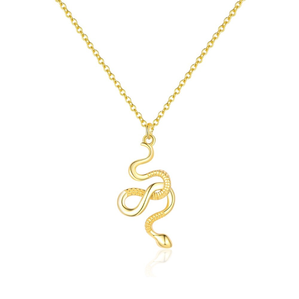 925 Sterling Silver Women's Snake Pendant Necklace French Style Chic Collarbone Chain