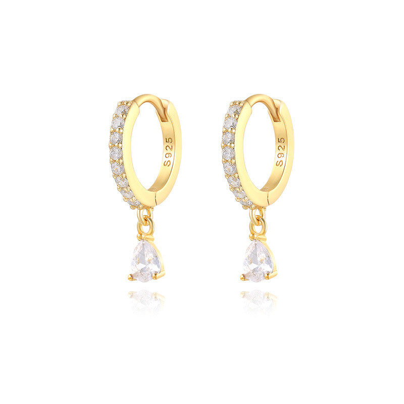 Brass Luxury High-end Crystal-embellished Colored Teardrop Ear Cuffs