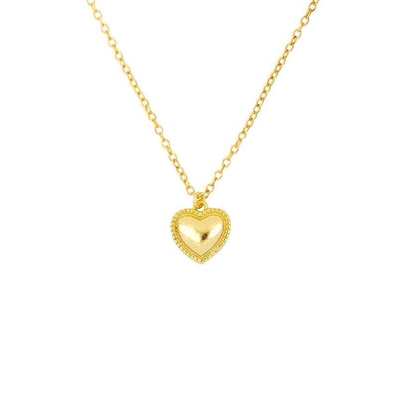 925 Sterling Silver Fashion Small Heart Collarbone Necklace A Trendy European Creative Heart-shaped Pendant Accessory
