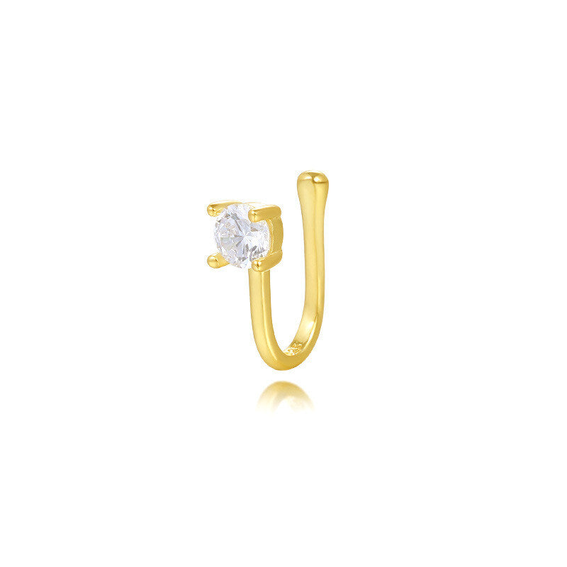 925 Sterling Silver Cross-border Europe And America Zircon U-shaped Ear Cuffs For Women
