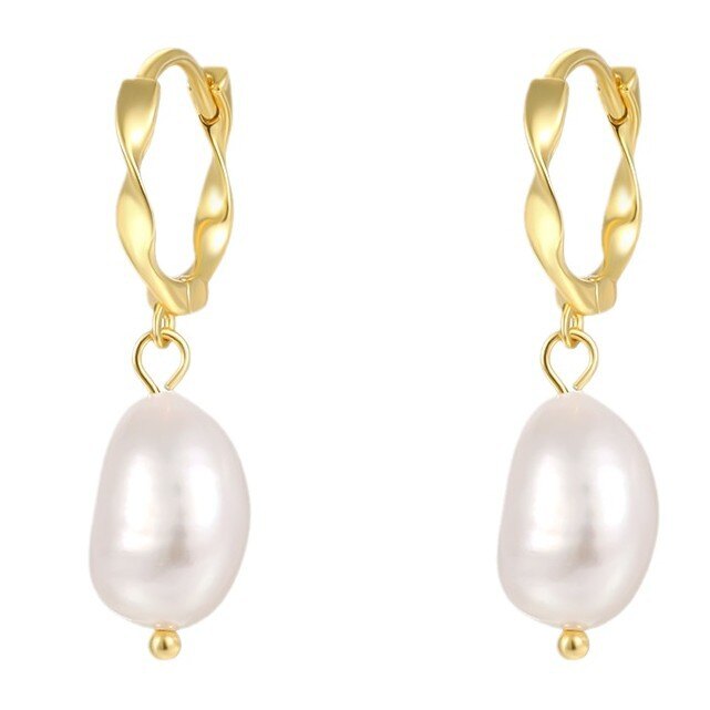 925 Sterling Silver French Baroque Pearl Earrings For Women Fashionable And Minimalist With An Elegant And High-end Feel