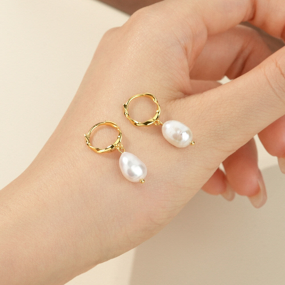 925 Sterling Silver French Baroque Pearl Earrings For Women Fashionable And Minimalist With An Elegant And High-end Feel