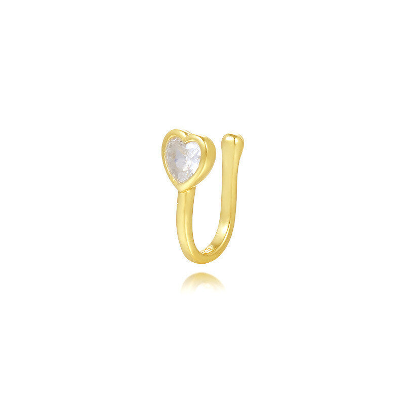 925 Sterling Silver Cross-border Europe And America Zircon U-shaped Ear Cuffs For Women