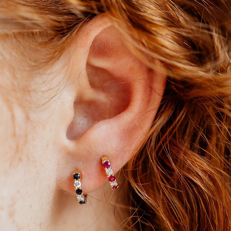 K925 Silver Gold-plated Round Zircon-studded Ear Cuffs Trendy And Luxurious Earrings