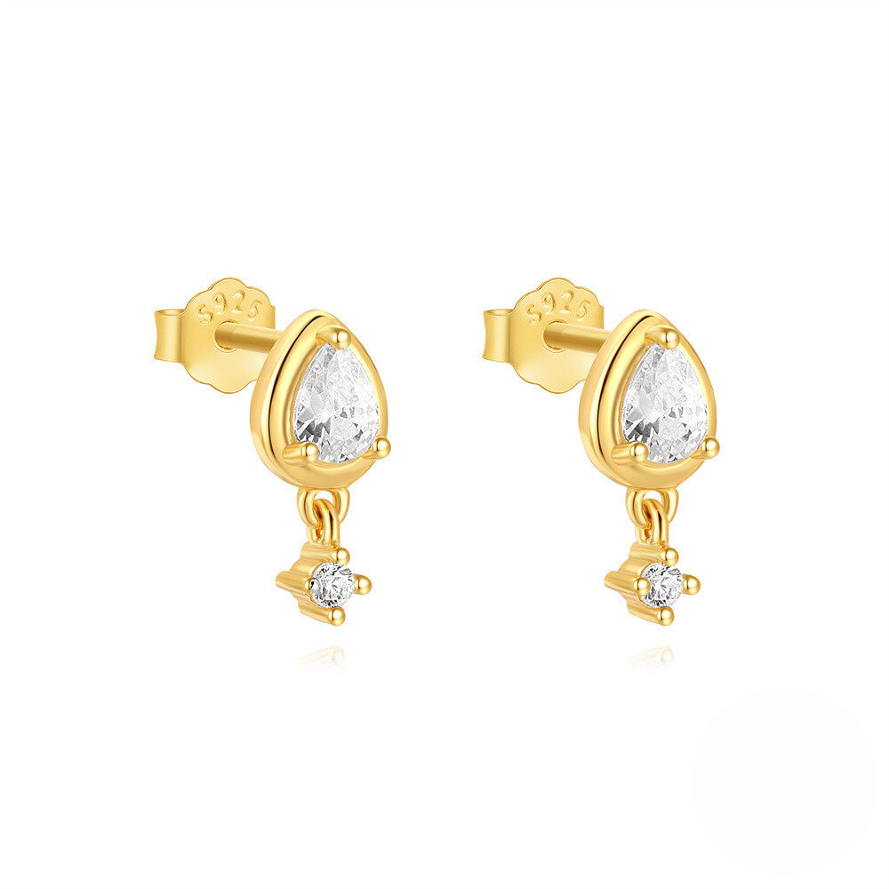 925 Sterling Silver Fashionable Petal Zircon And Pearl Earrings Korean Style Minimalist Studs