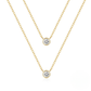 S925 Sterling Silver Double Layered Stackable Classic Single Zircon Pendant Necklace