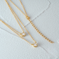 S925 Sterling Silver Double Layered Stackable Classic Single Zircon Pendant Necklace