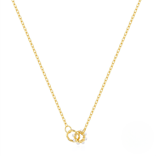 925 Sterling Silver New Round Pearl Interlocking Fashion Necklace For Women A Hot-selling Cross-border Luxury Collarbone Chain