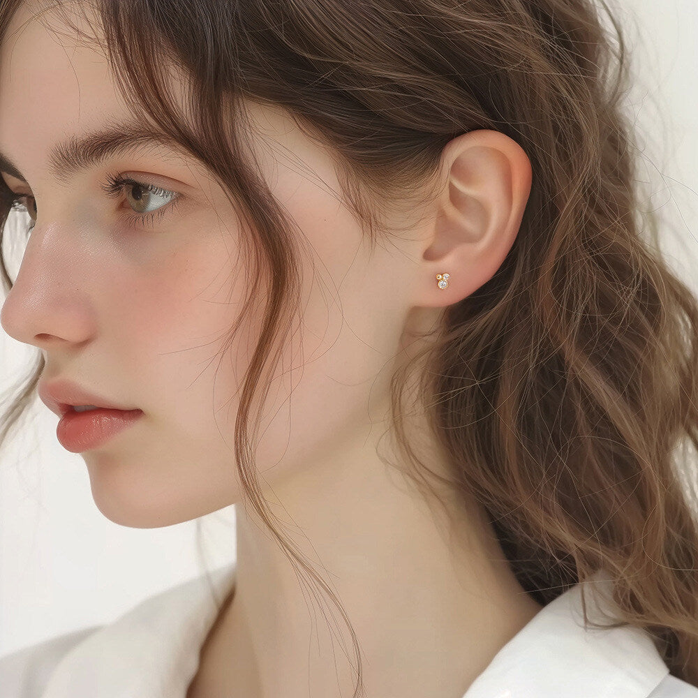 S925 Sterling Silver Geometric Zircon Ear Cuffs