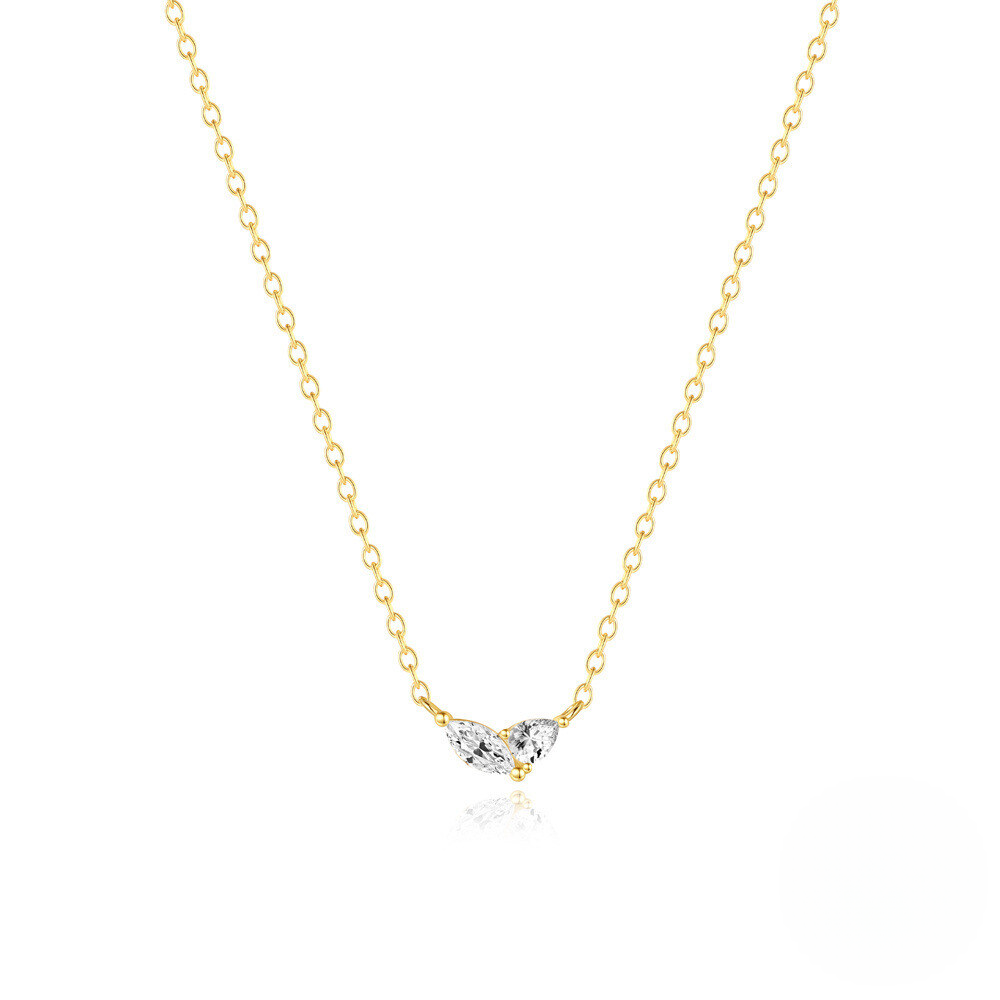 925 Sterling Silver Cat's Eye Stone Classic Teardrop Pendant Choker Necklace French Style Retro Understated Luxury