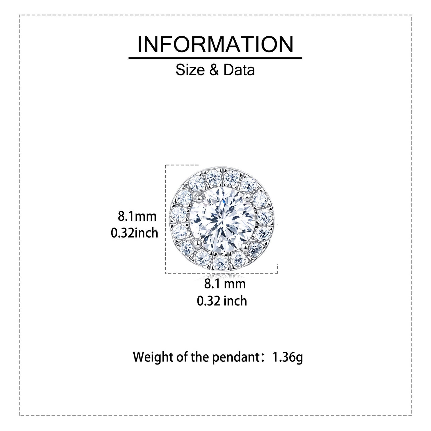 925 Sterling Silver Classic Halo Moissanite Stud Earrings In Platinum